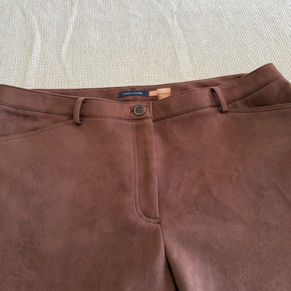 Tommy Hilfiger faux suede Brown Bootcut Stretch Pants women Size 16 - Picture 11 of 13